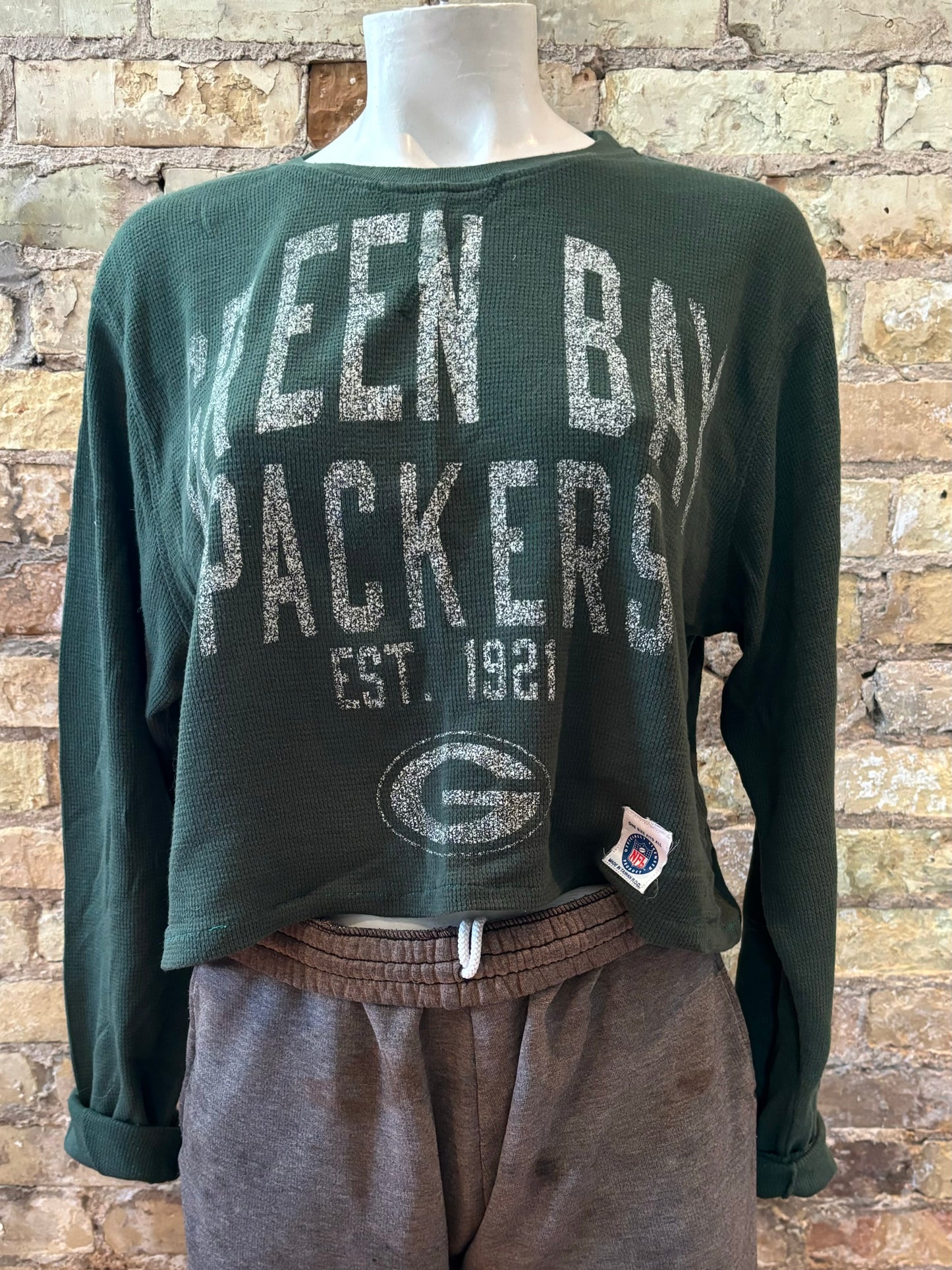 Reworked Packers Long sleeve Thermal Graphic Throwback Tee