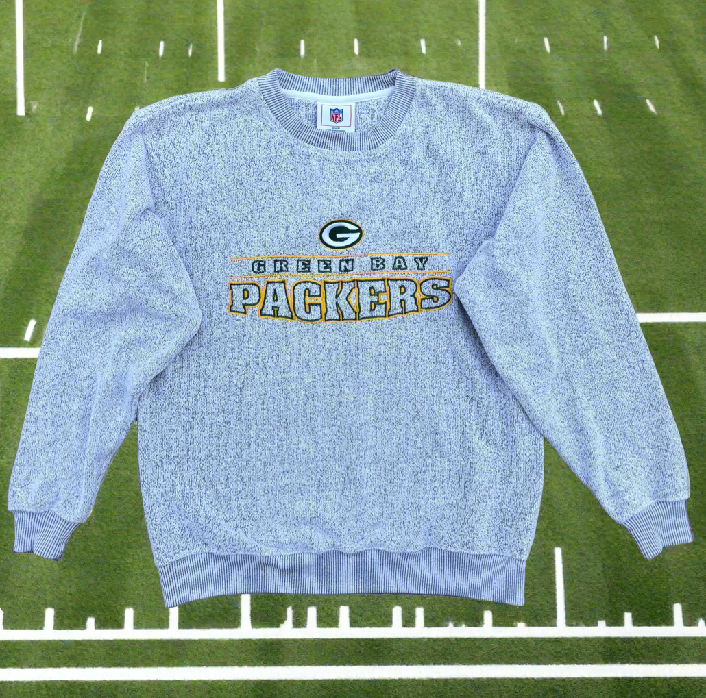 Vintage 90’s Packers Heather Gray Embroidered  Crewneck