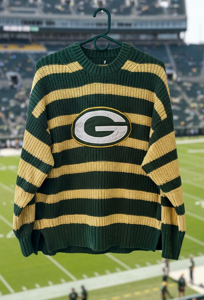 Reworked Men’s Vintage HandKnit Cotten Game Day Sweater