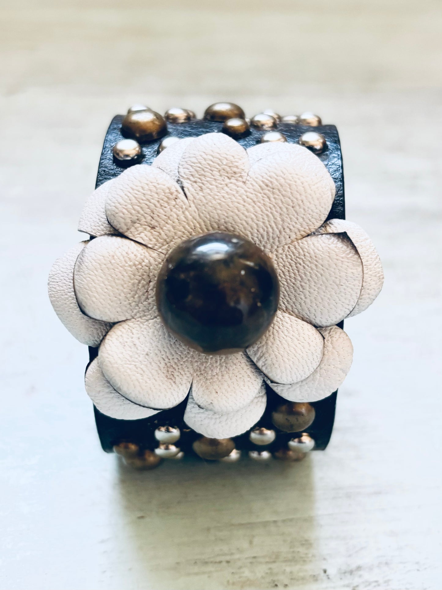 Handmade Leather Flower Bracelet