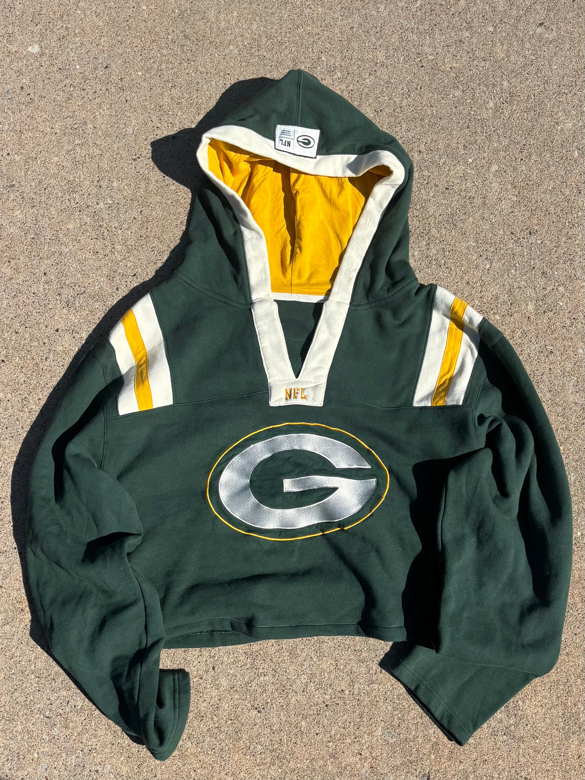 Cropped Throwback Hooded V Neck Sweatshirt