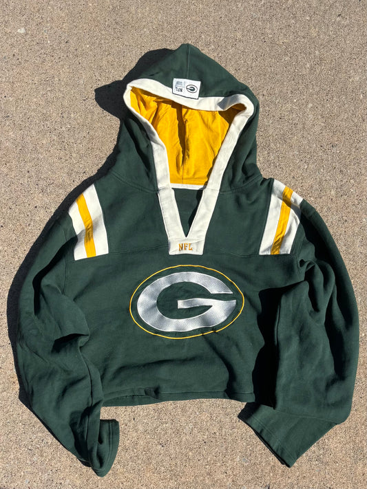 Cropped Throwback Hooded V Neck Sweatshirt