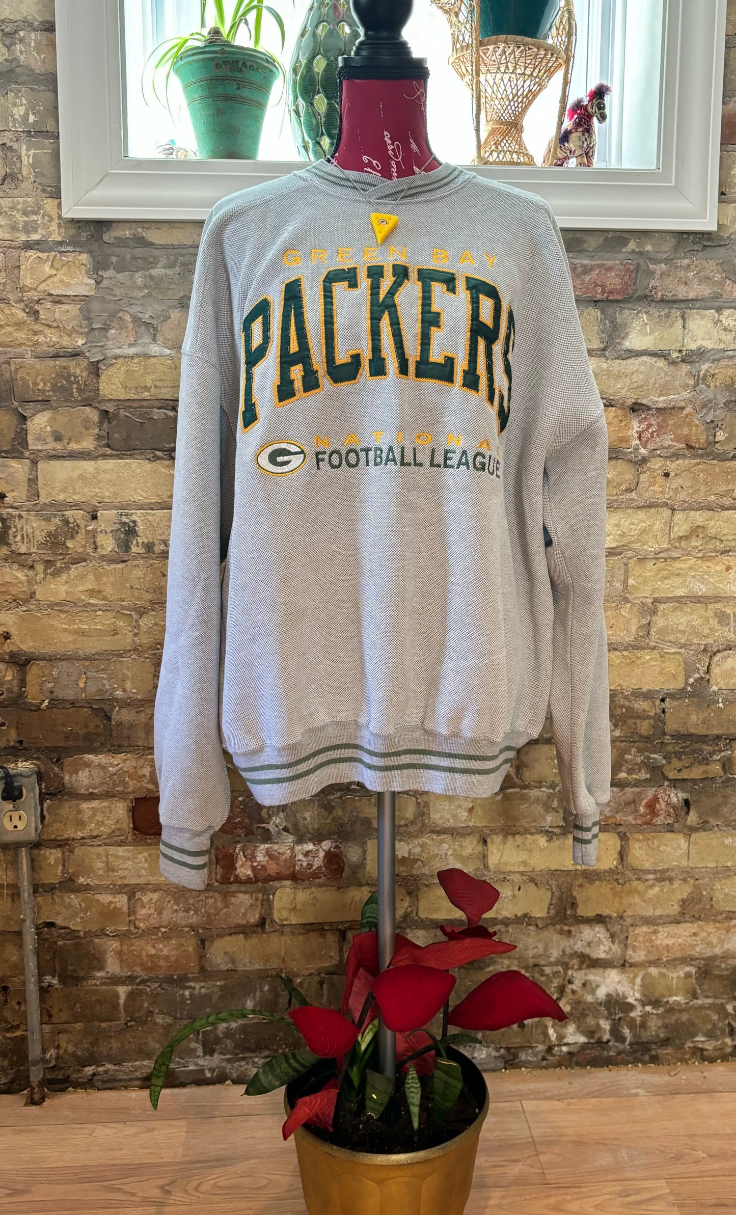 Reworked 90s Green Bay Packers oversized V Neck sweatshirt