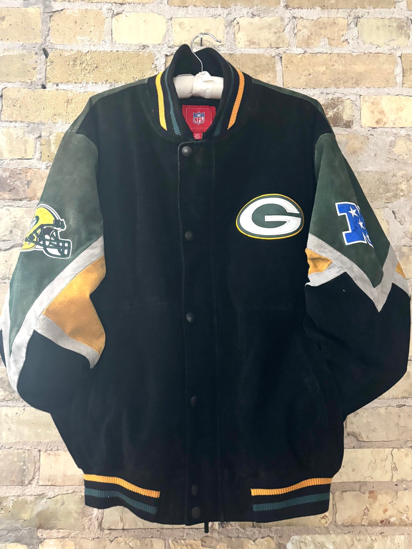 Vintage Packers Suede Leather Bomber Varsity Jacket