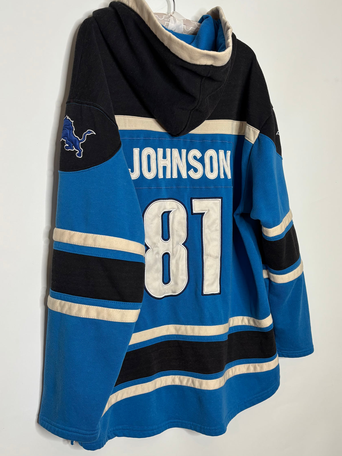 Rare Vintage Detroit Lions Throwback Hockey Johnson Jersey Tee