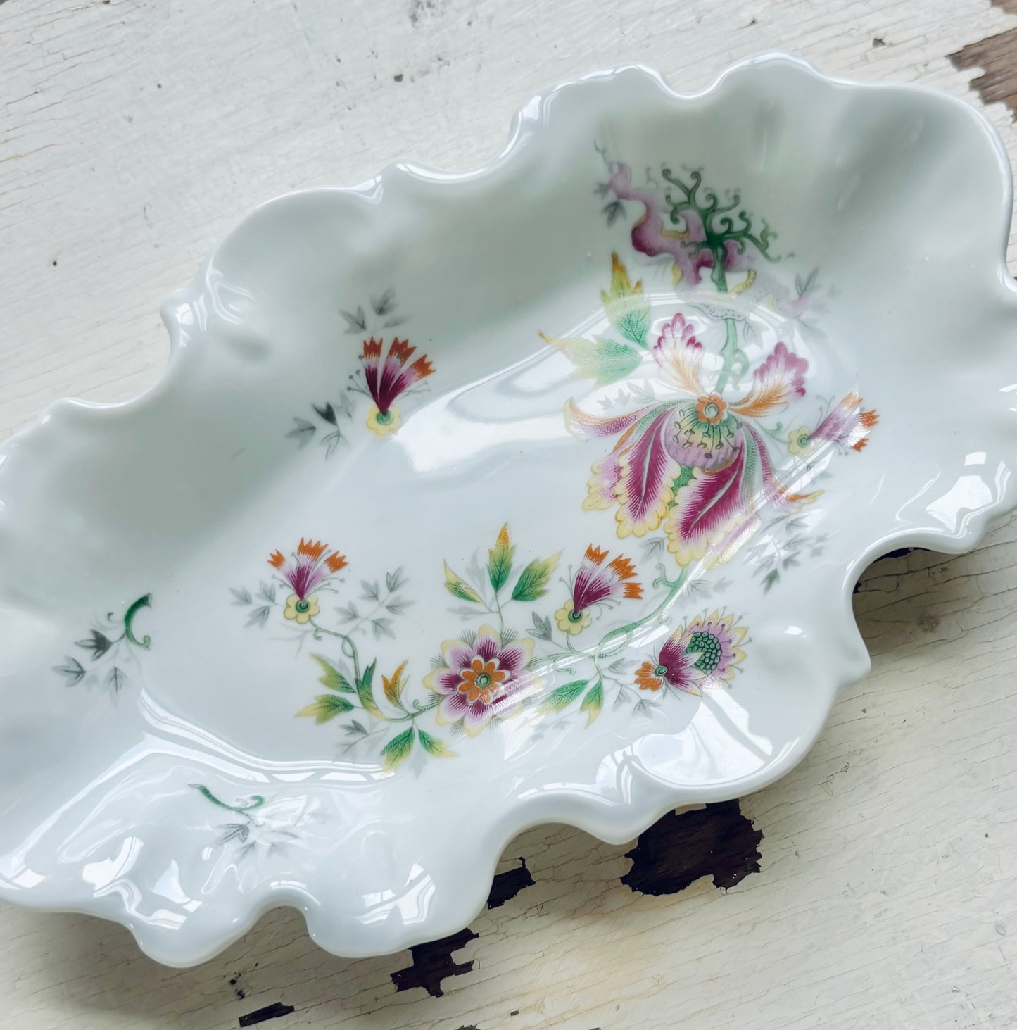 Vintage LIMOGES FRANCE Collectable Iris floral trinket dish Tray