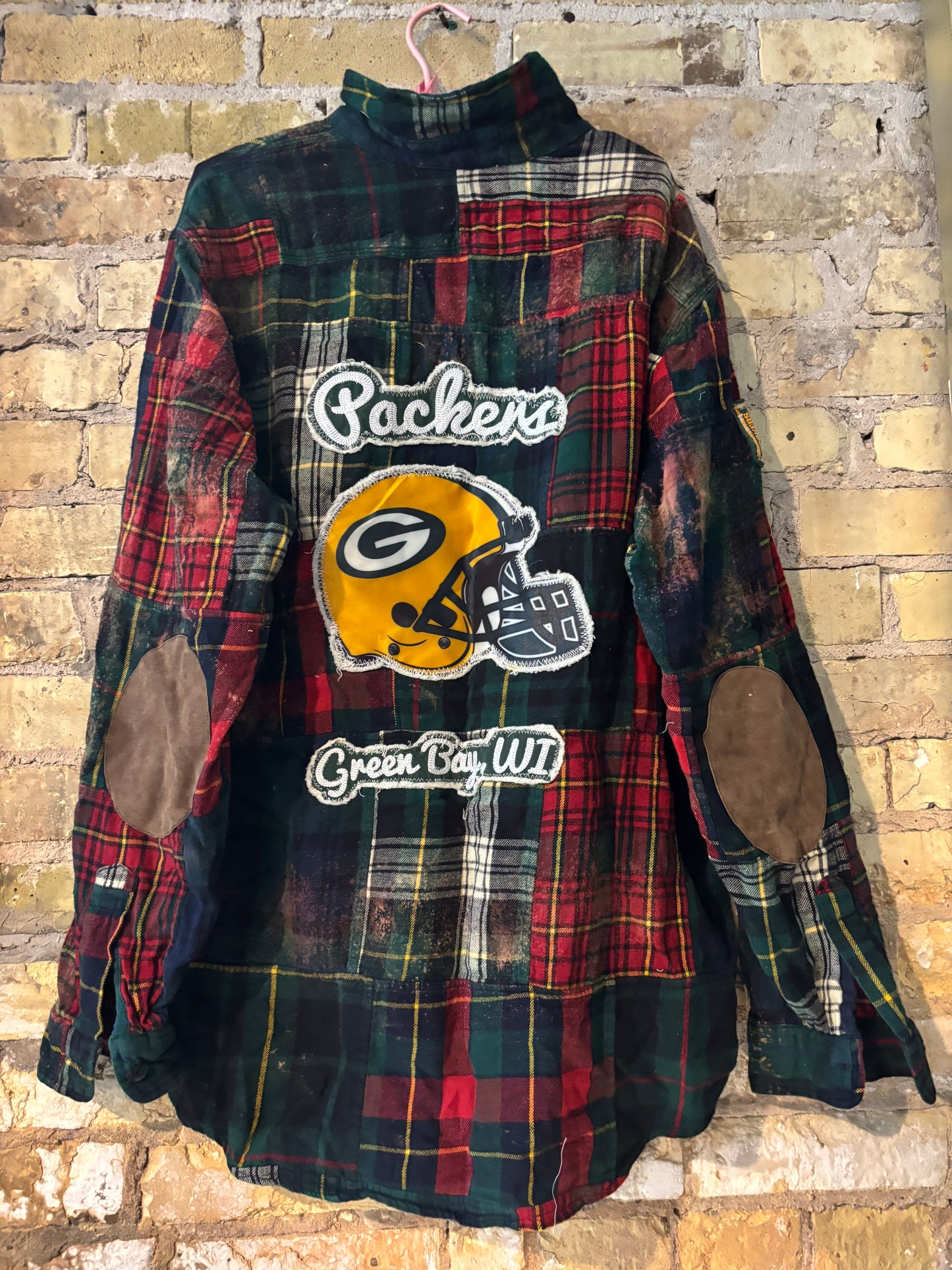 Vintage POLO RL distressed patchwork Plaid Game Day Flannel Shirt