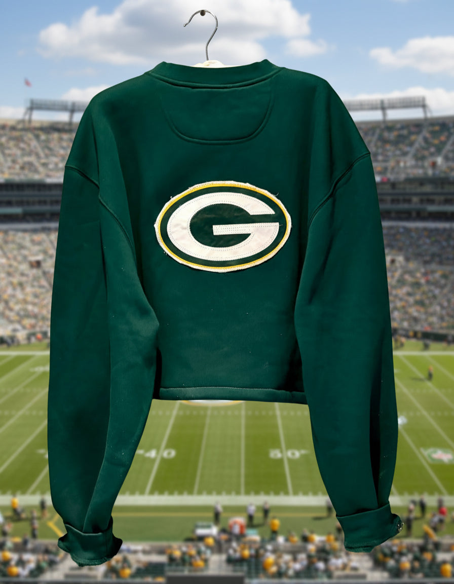 Reworked Packers Retro Reebok oversized cropped Super Bowl Champs crewneck