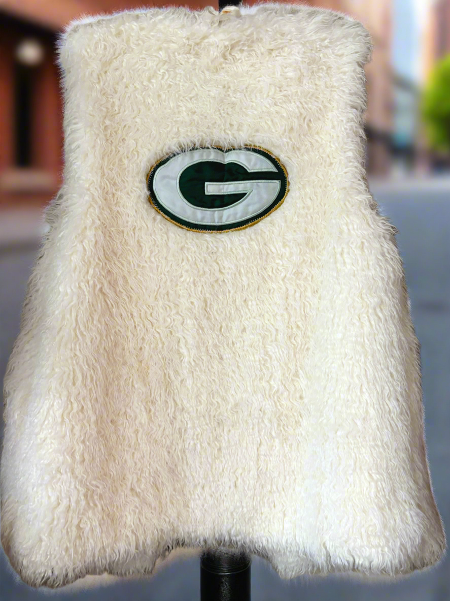 Reworked Shaggy Boho Game Day Faux Fur Vest