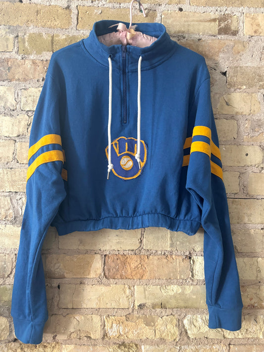 Vintage Brewers 1/4 Zip Mock Crop Top sweatshirt