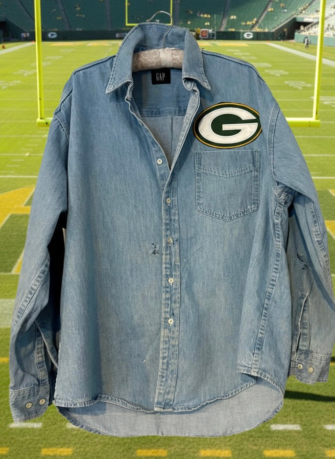 Reworked 90’s Packers Game Day Denim Shirt
