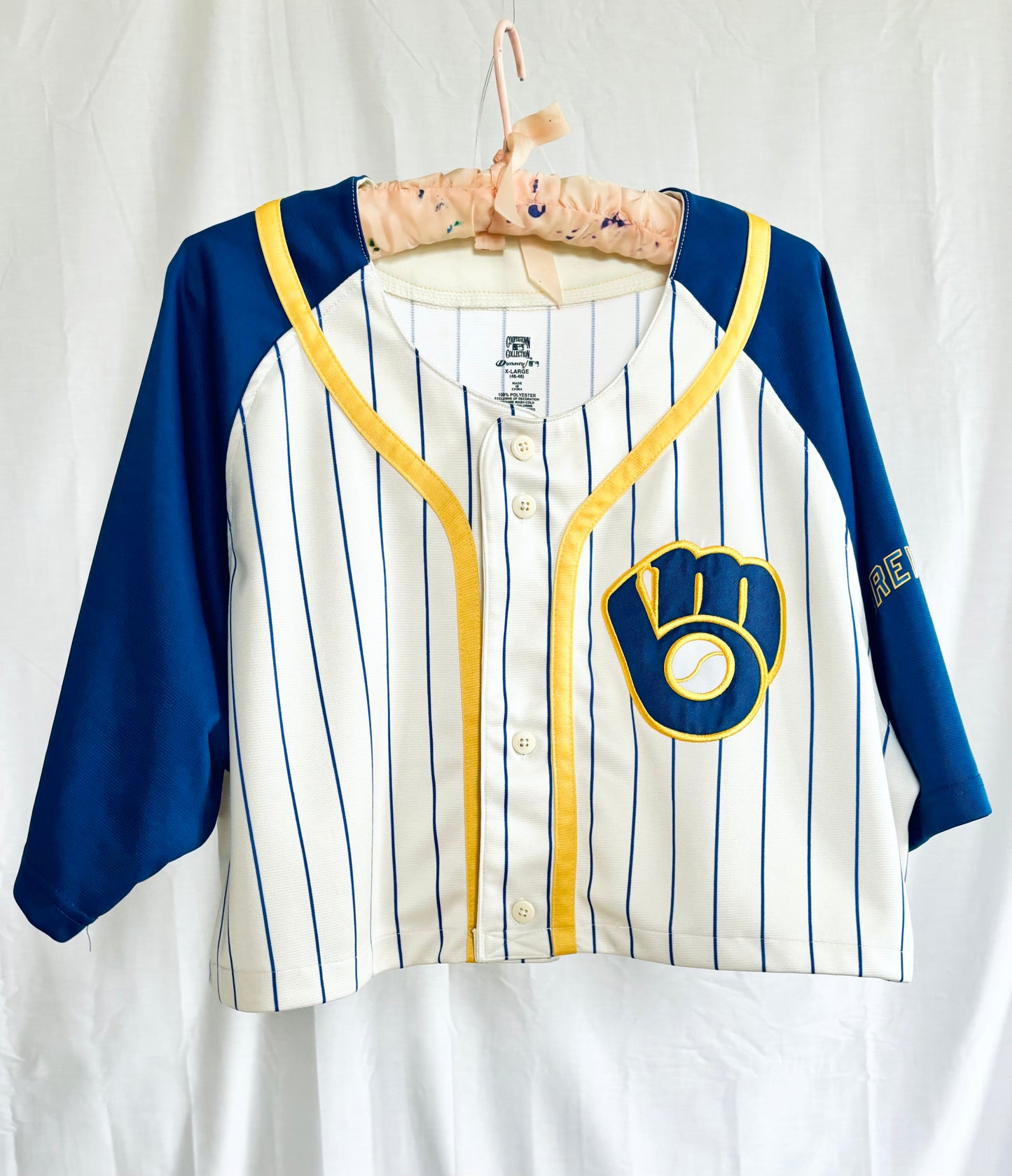 Reworked Retro striped Milwaukee Brewers Cropped Jersey