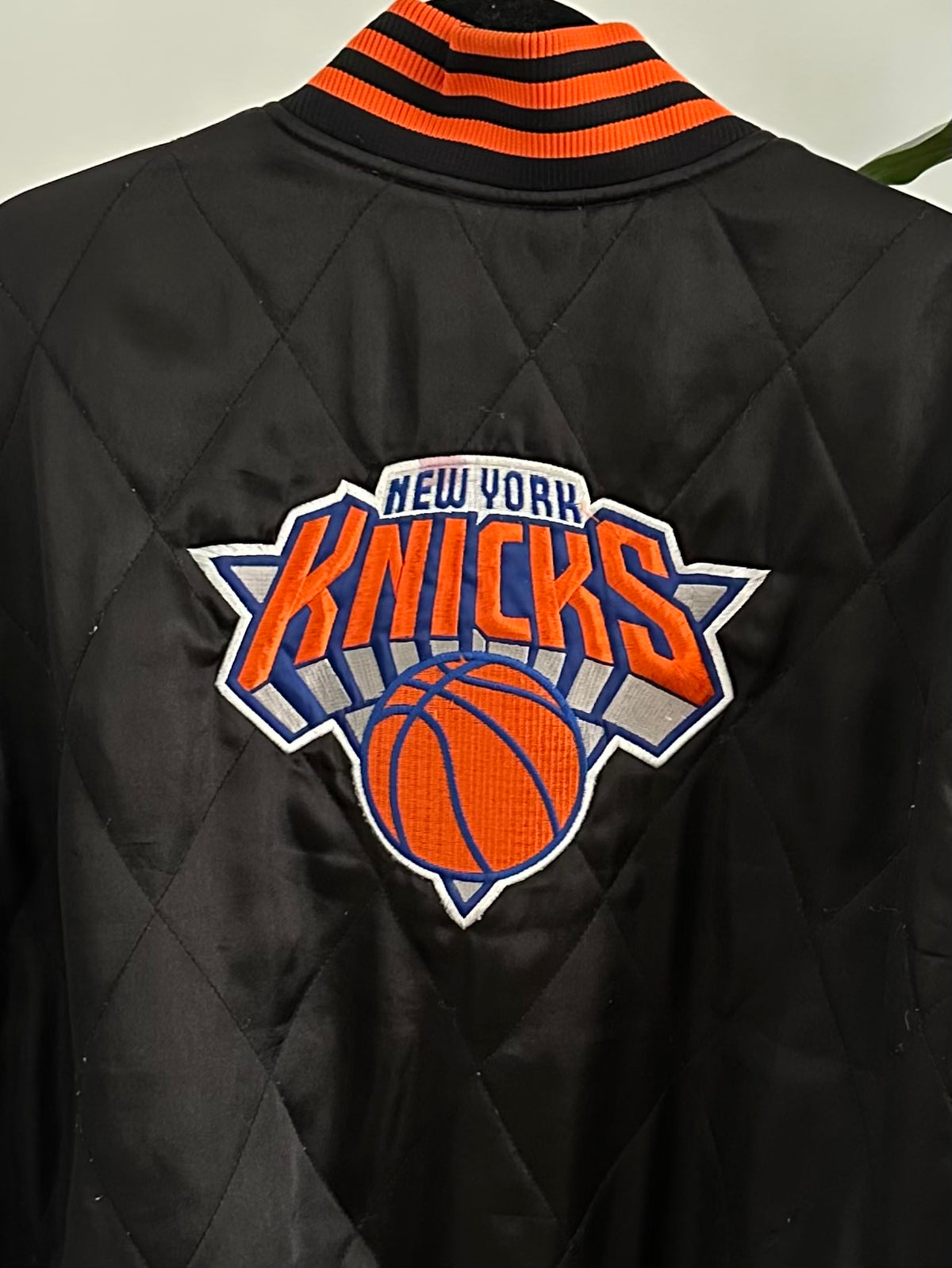 Vintage 90’s Adidas  NY Knicks quilted satin bomber Varsity jacket