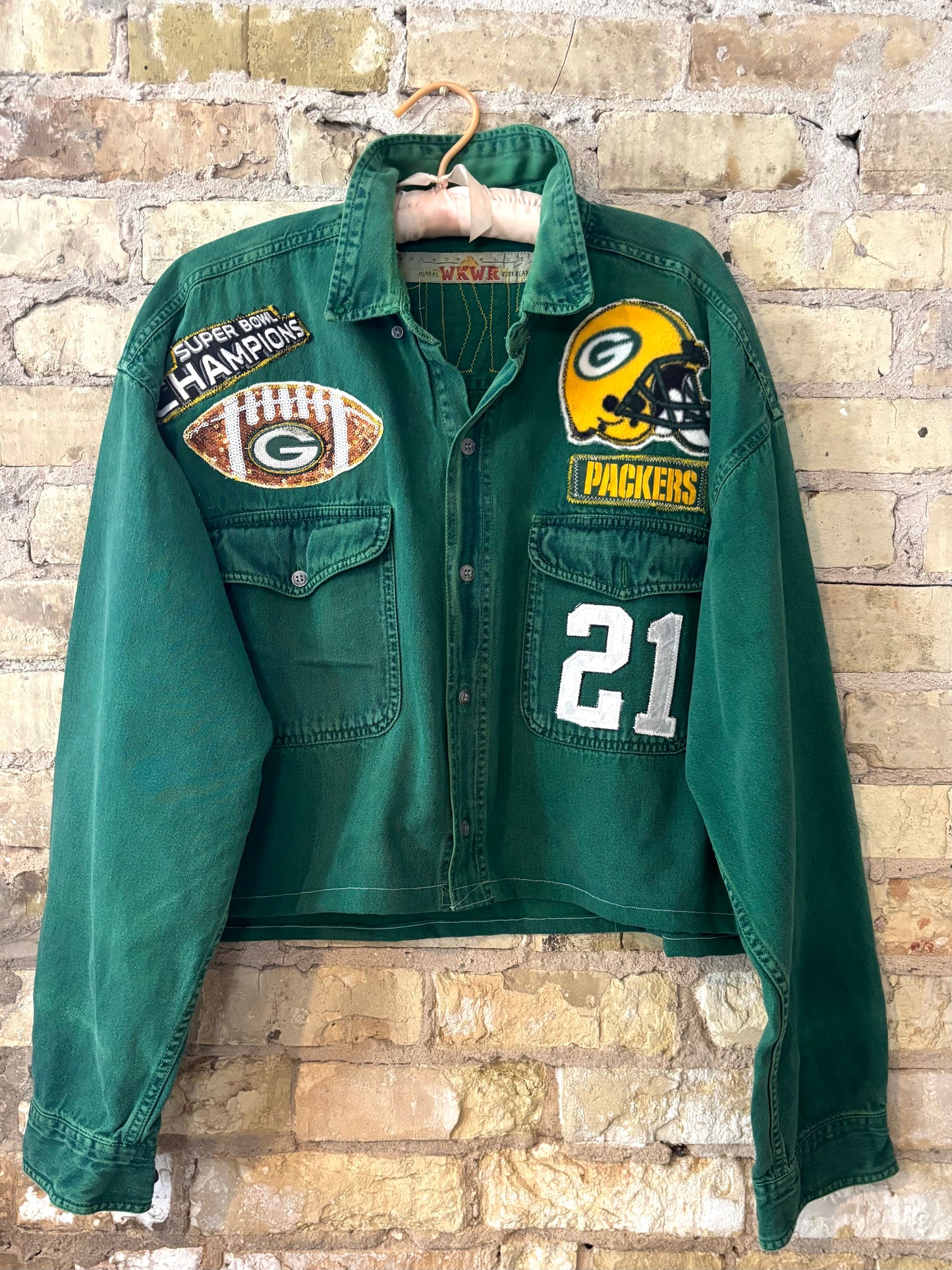 Packers Over dyed Retro Cropped Denim Game Day Shirt