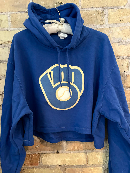 Reworked Retro Milwaukee Brewers Cropped Hoodie