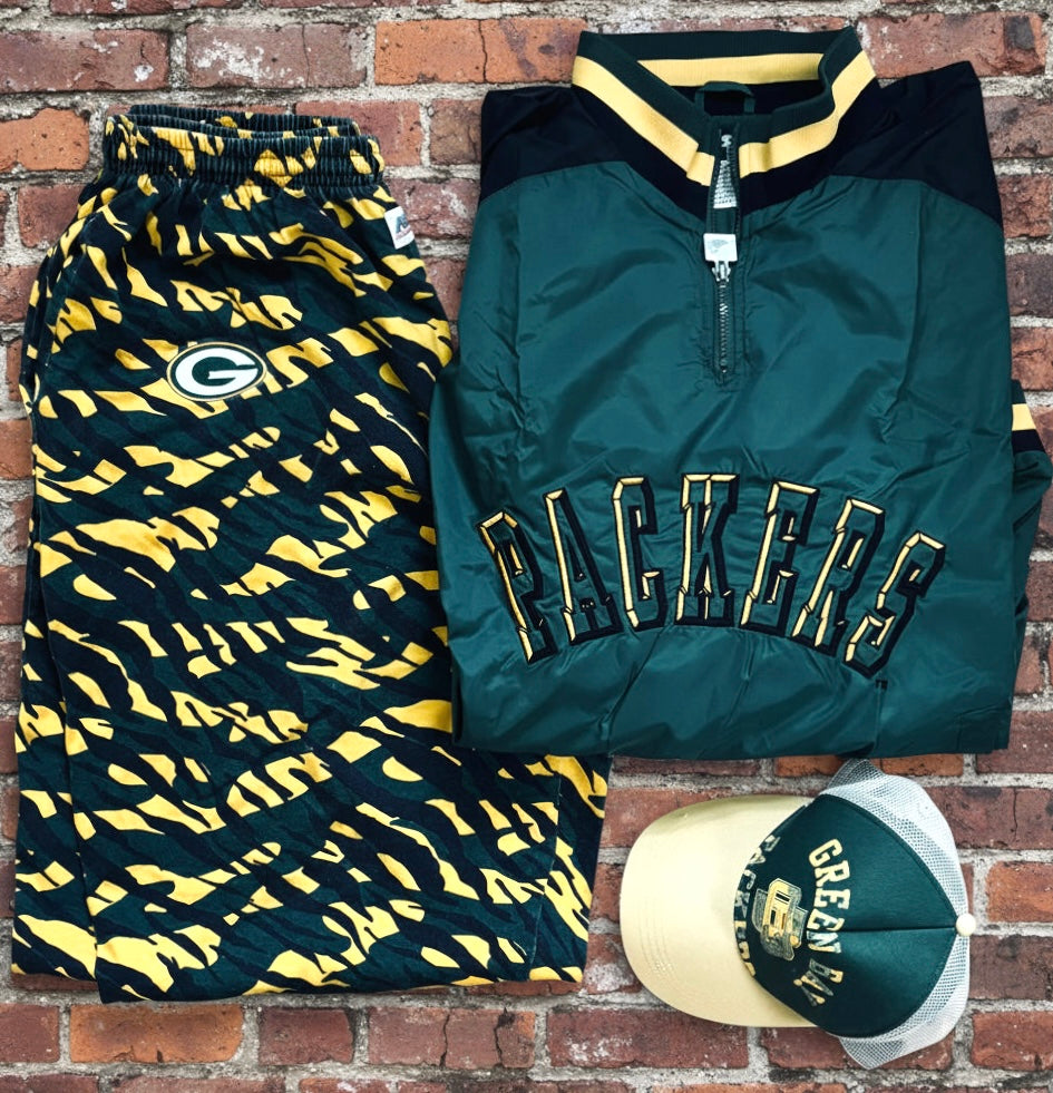Retro 80’s Packers 1/4 Zip Color Block windbreaker Pullover