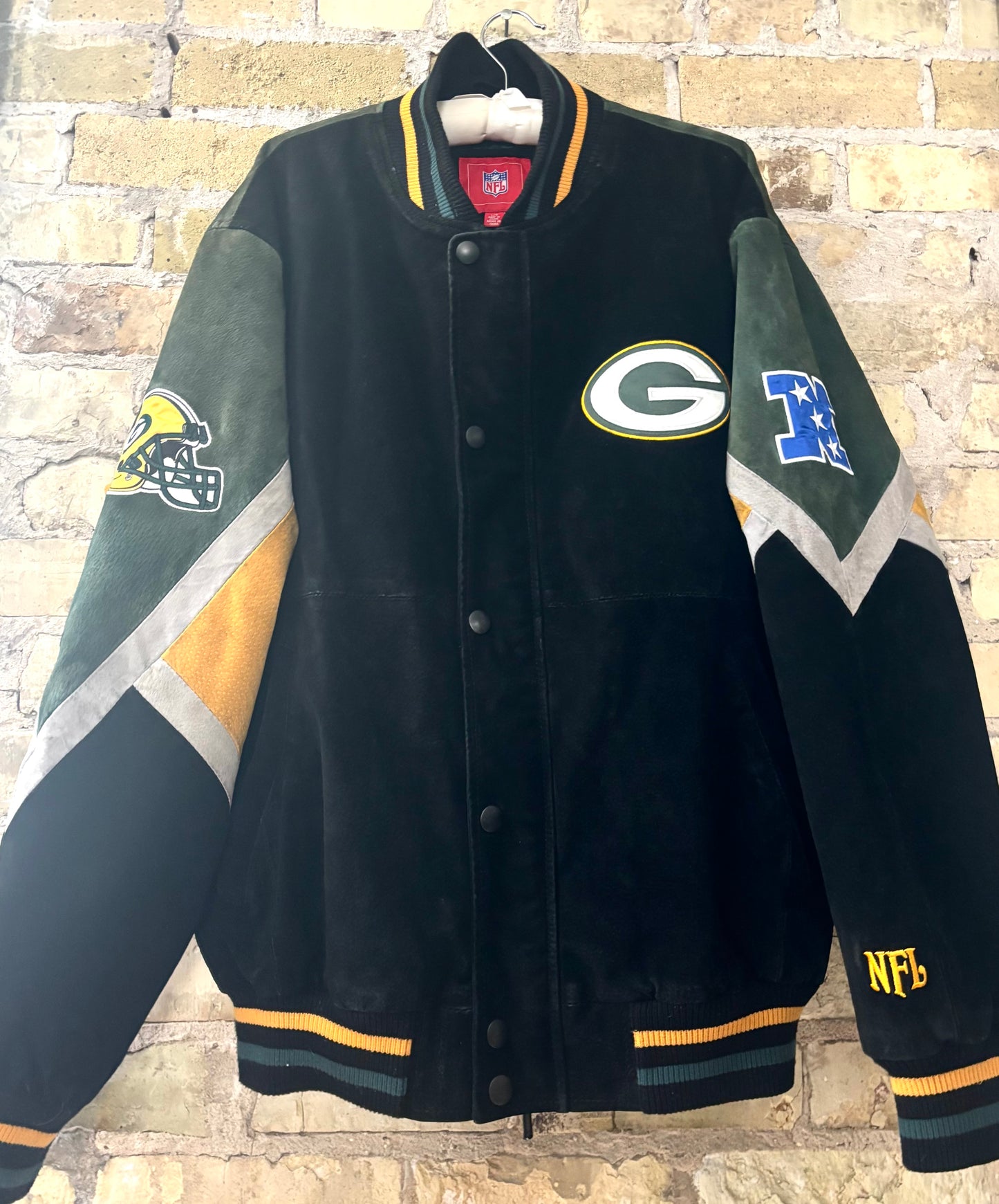 Vintage Packers Suede Leather Bomber Varsity Jacket