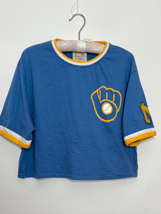 Milwaukee Brewers Cropped Throwback Ringer Tee