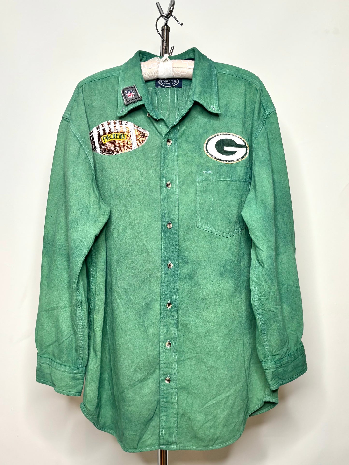 Overdyed Retro Graffiti Denim Game Day Jean Shirt