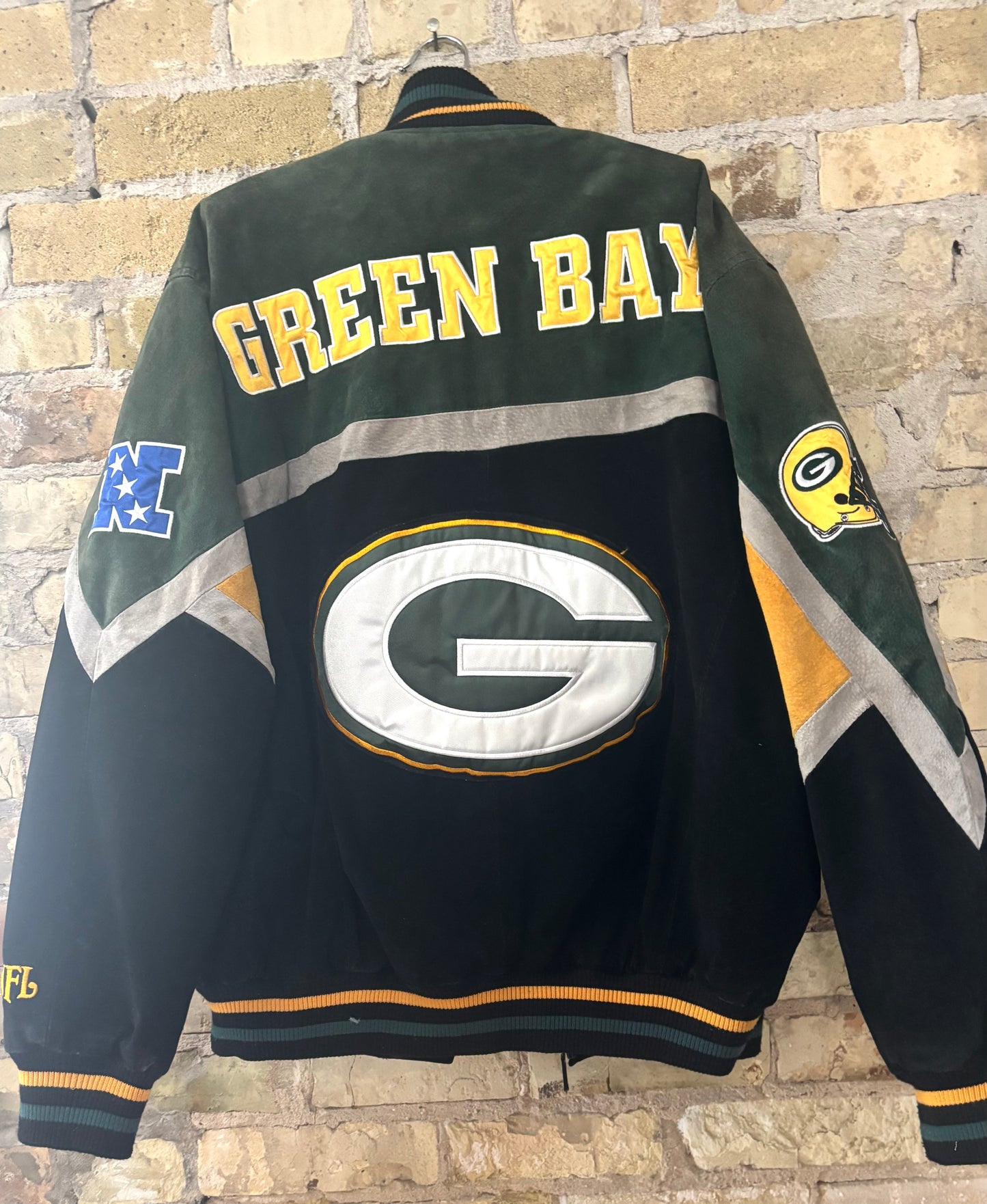 Vintage Packers Suede Leather Bomber Varsity Jacket