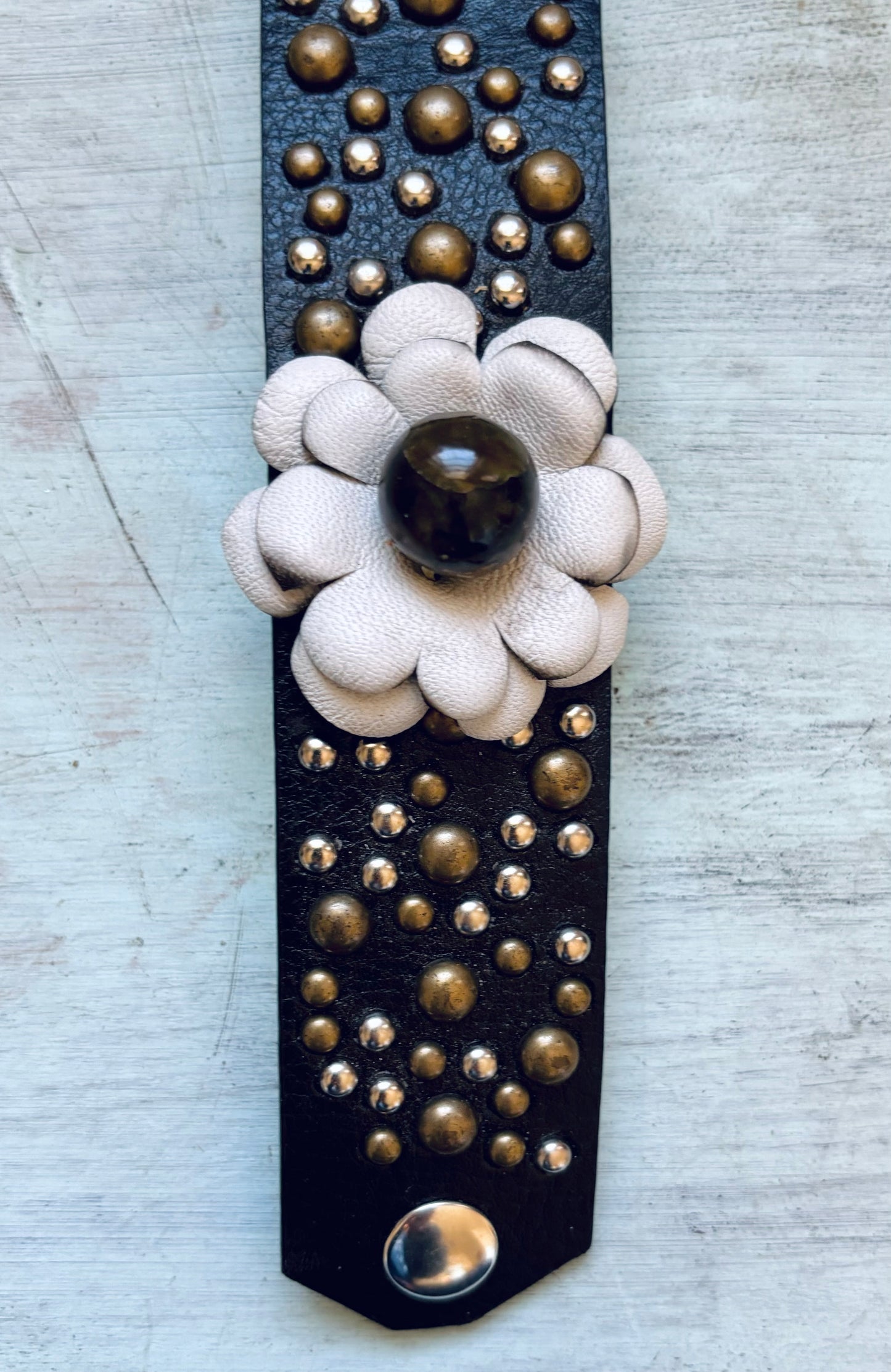 Handmade Leather Flower Bracelet