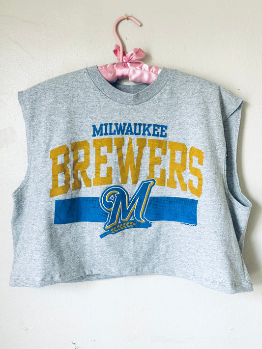 Reworked Milwaukee Brewers retro Cropped Sleeveless Graphic Tee