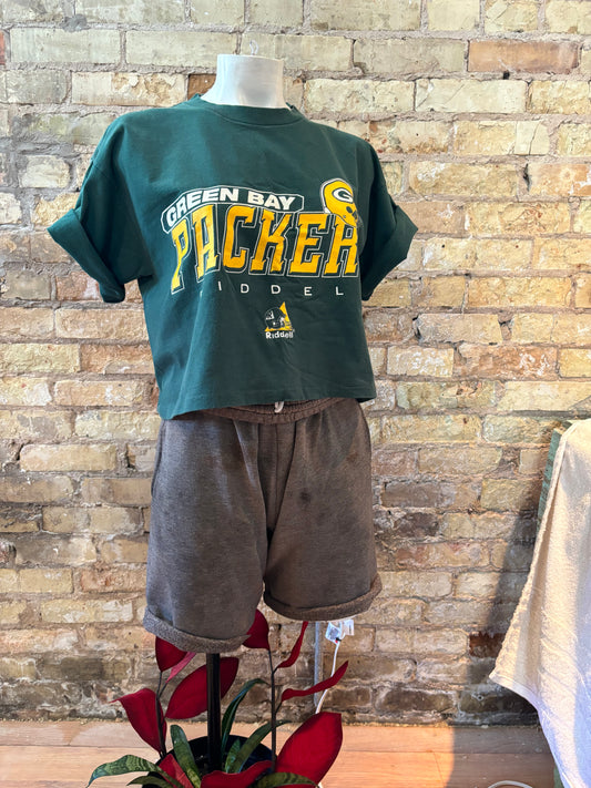 Reworked Packers Vintage Riddell cropped Graphic Tee