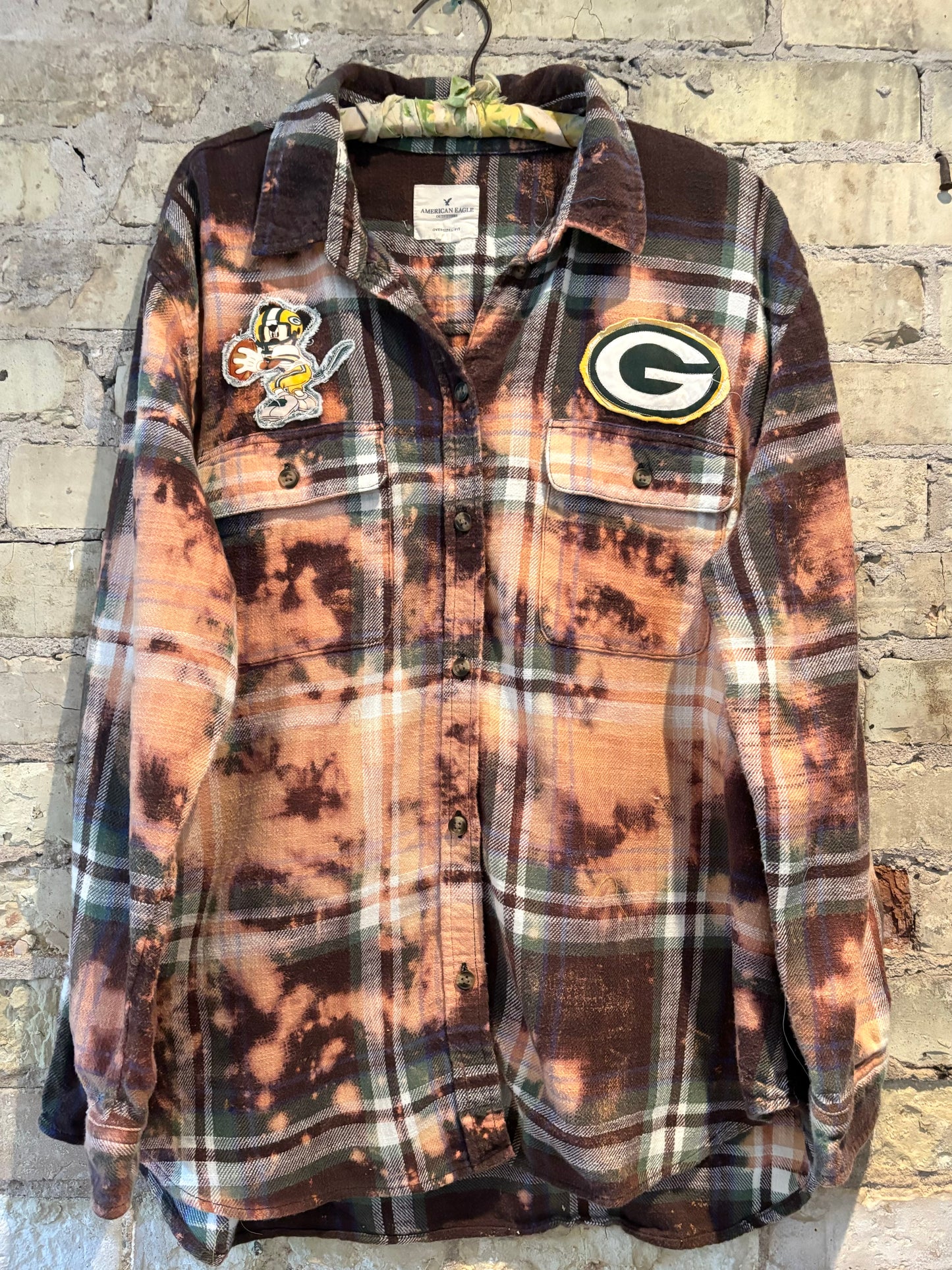 Reworked Oversized Distressed Game Day Flannel