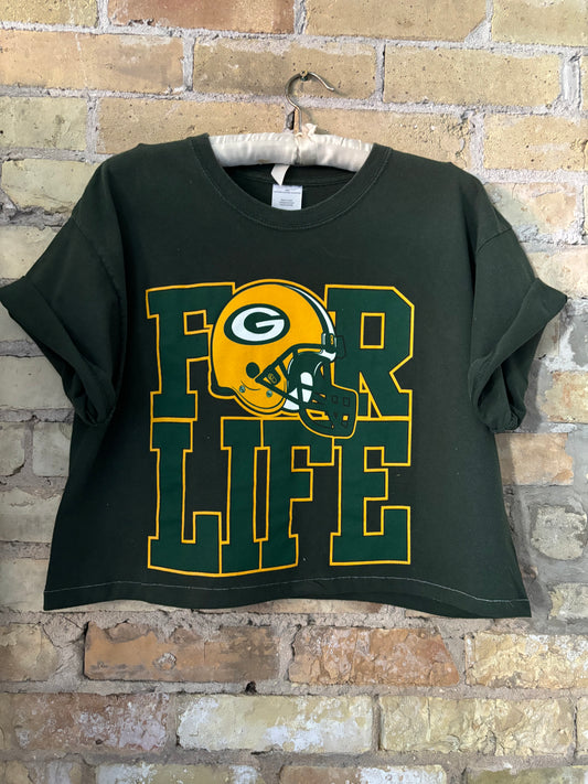 Reworked Green Bay Packers Crop Top Graphic Tee