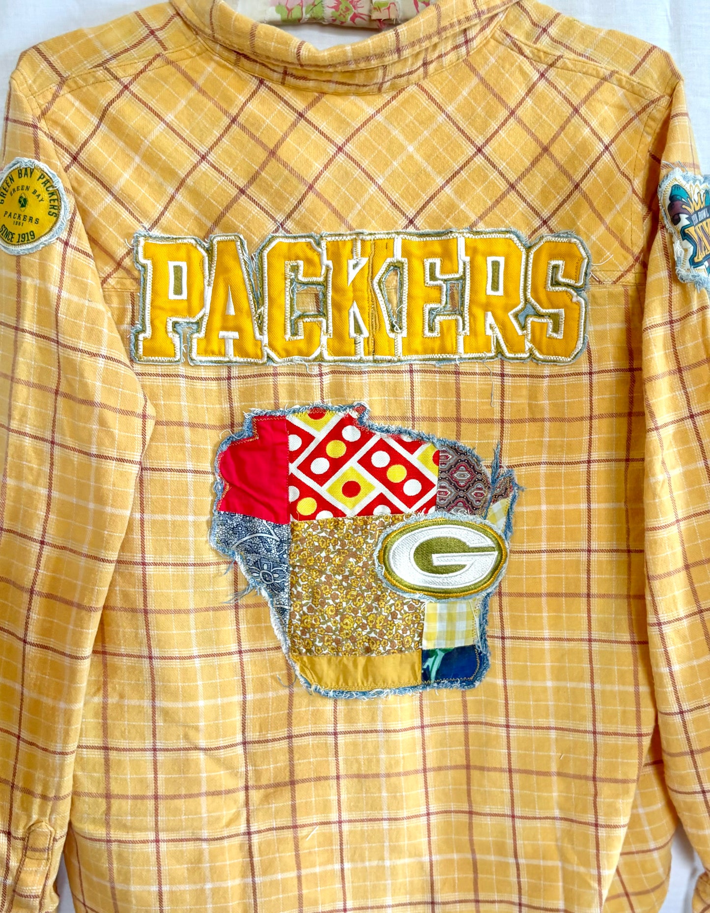 Reworked Packers Game Day Patchwork Flannel Shirt