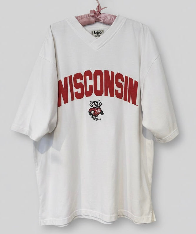 Rare Vintage Wisconsin Badgers V Neck Jersey Shirt