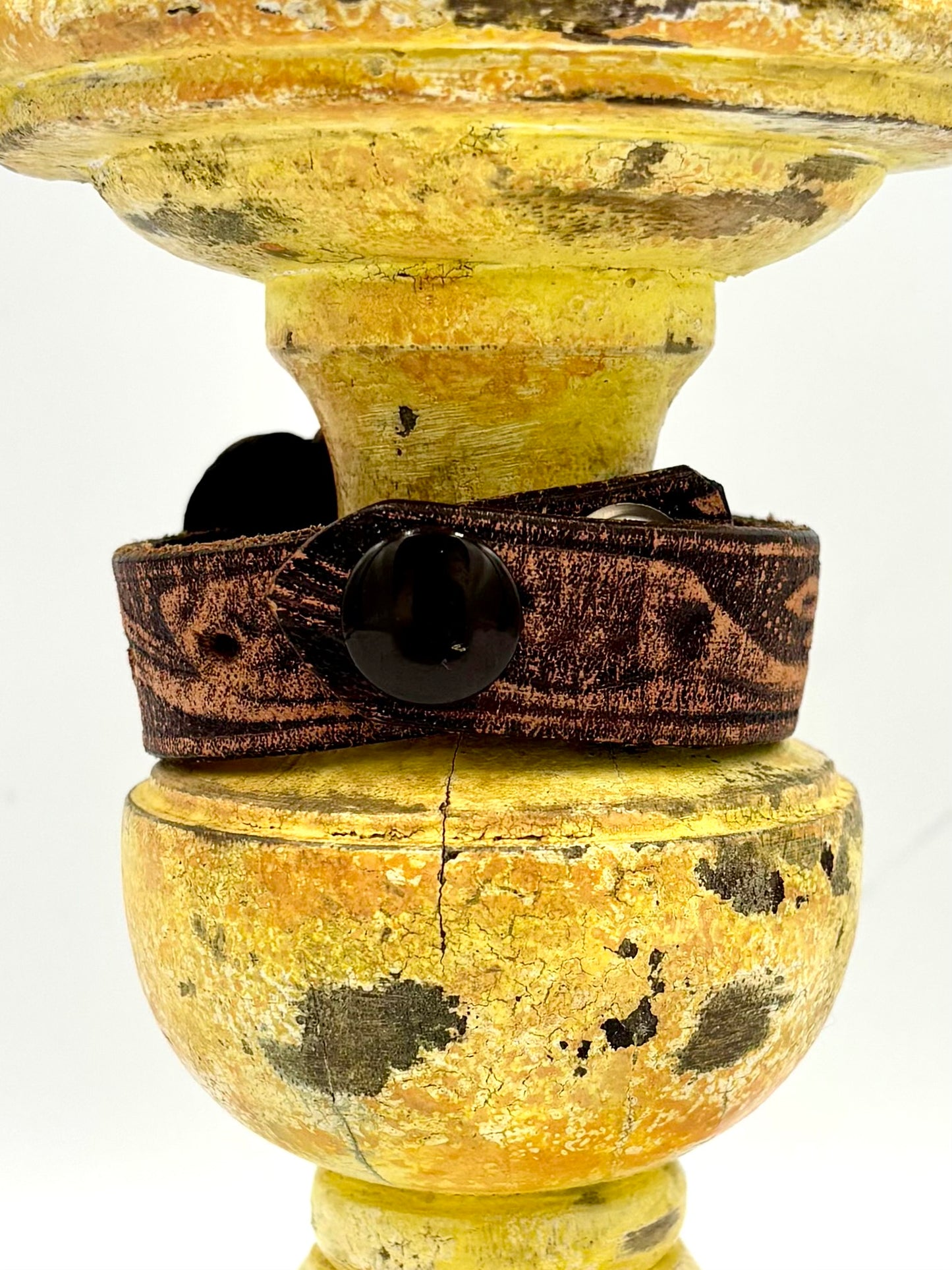 Hand Tooled Boho Leather Flower Bracelet