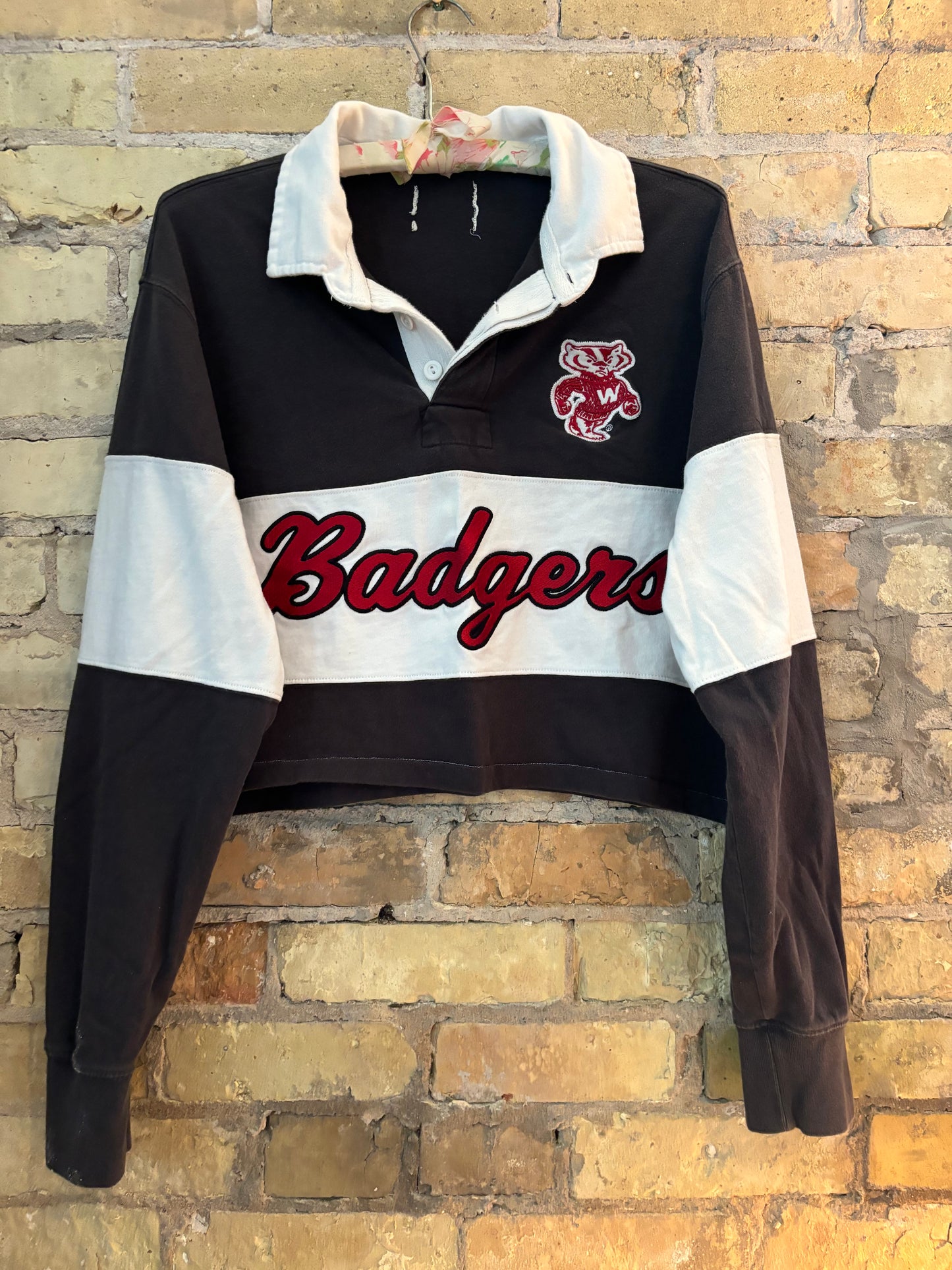 Reworked Vintage Wisconsin Badgers Cropped Rugby Polo Shirt