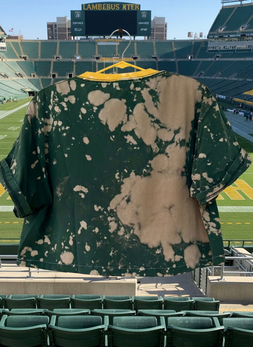 Reworked 90s Green Bay Packers Distressed cropped Ringer Tee