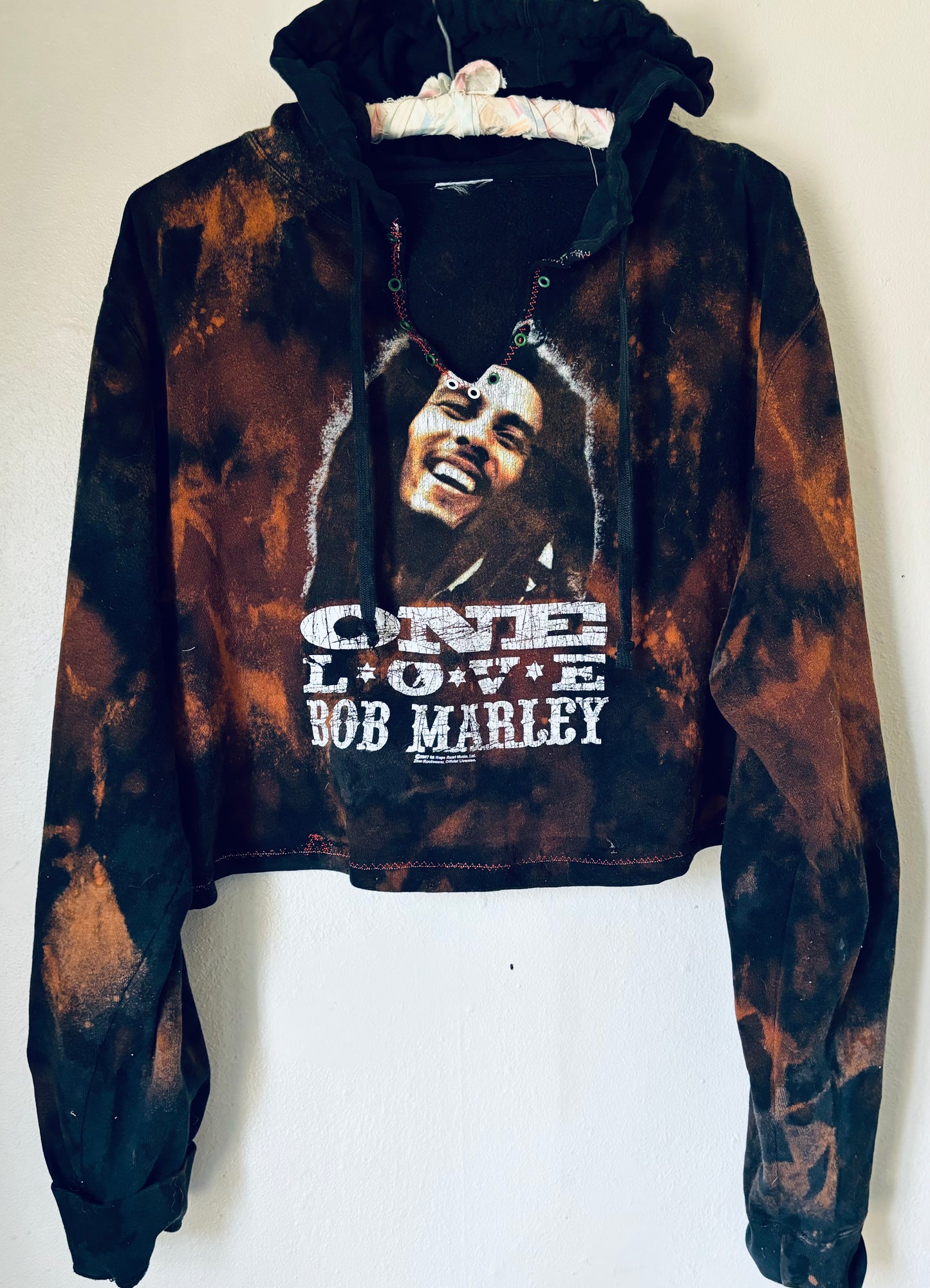 Reworked Vintage Bob Marley distressed Hooded Sweatshirt