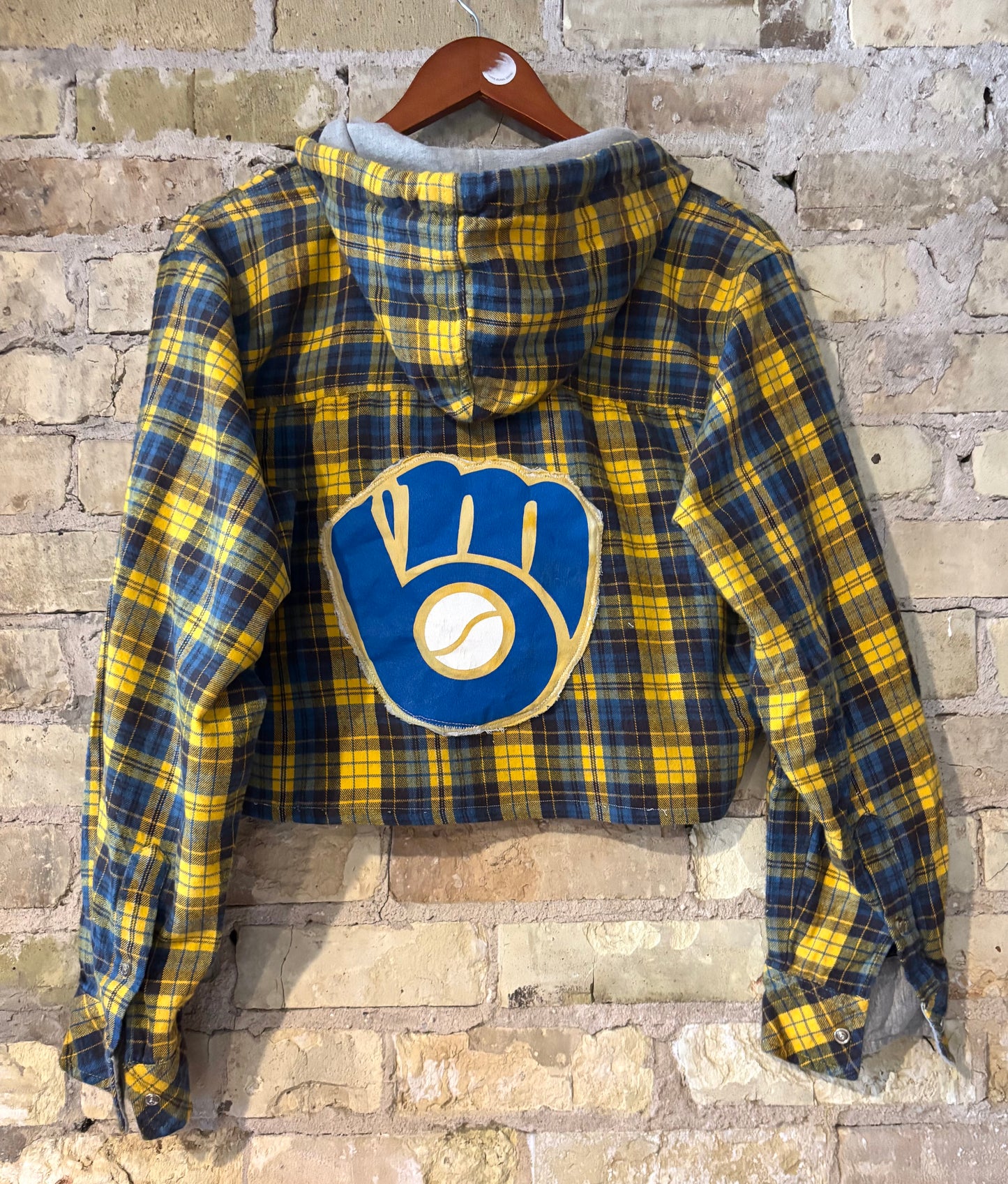 Brewers Game Day  Cropped Hoodie Flannel