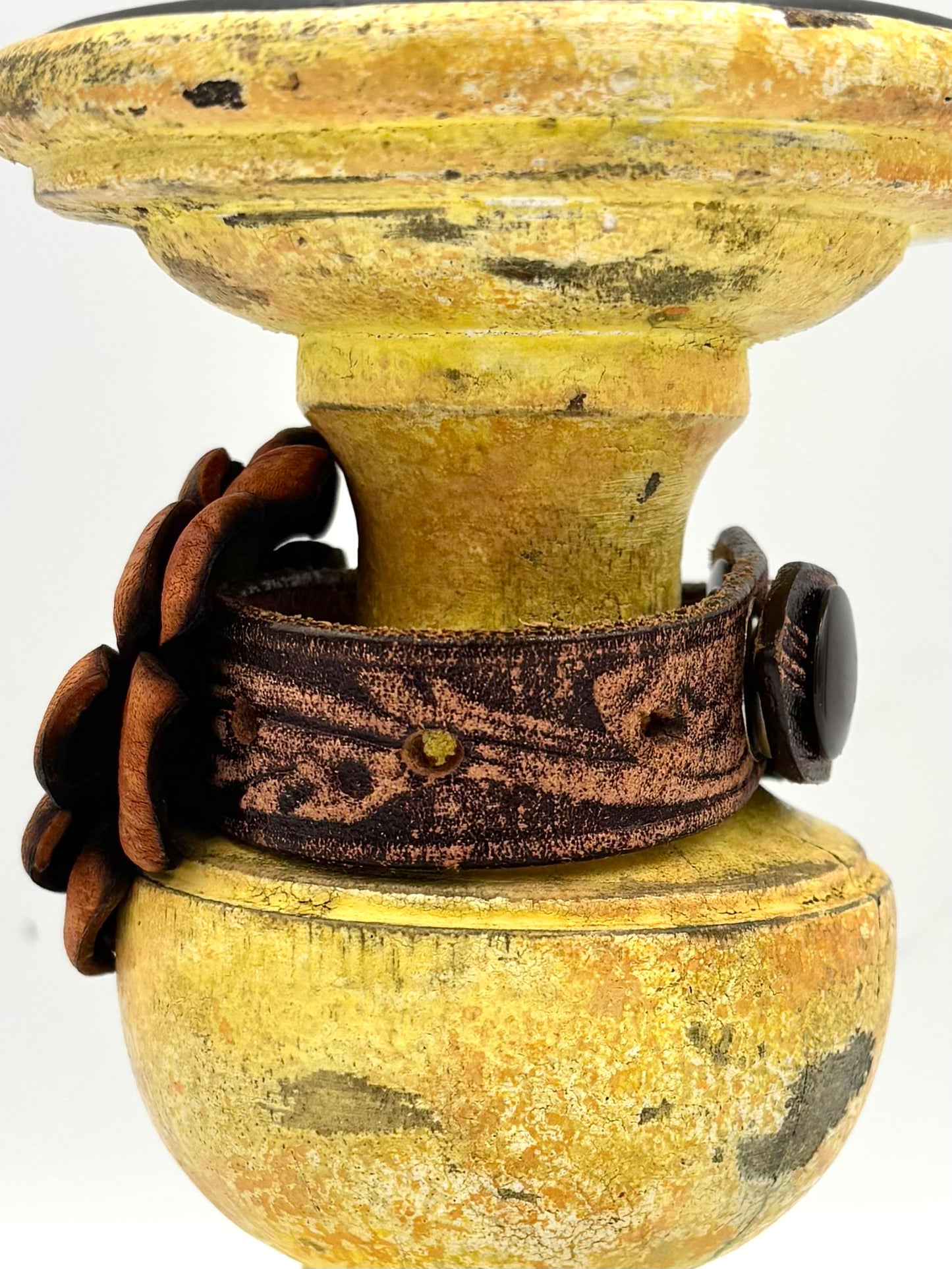 Hand Tooled Boho Leather Flower Bracelet