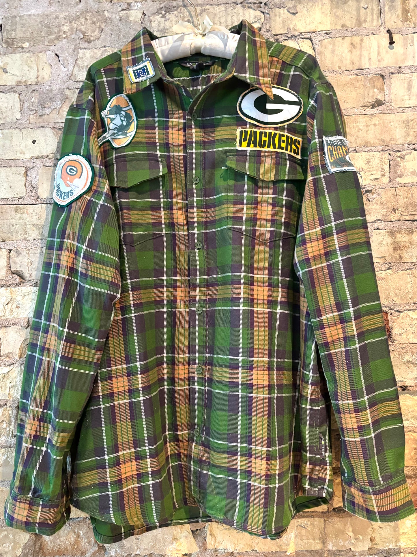 Reworked Packers Throwback Game Day Flannel Shirt