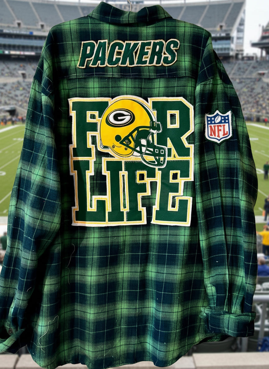 Reworked Packers Game Day Flannel Shirt