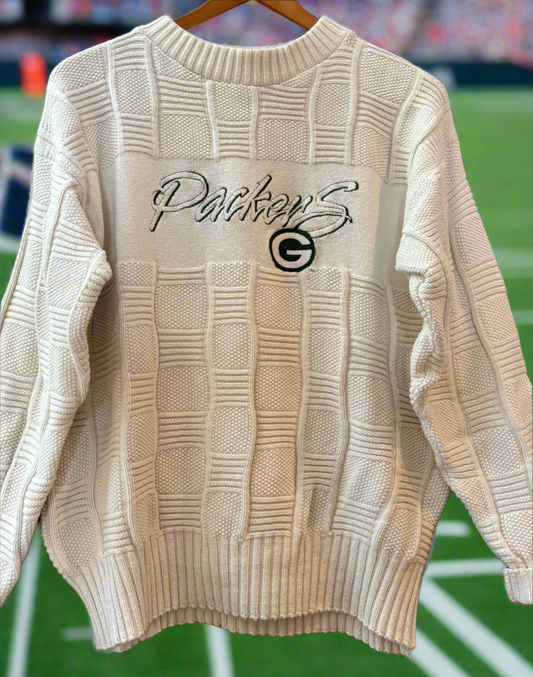 Vintage 80’s Packers NFL handKnit Cotton Sweater