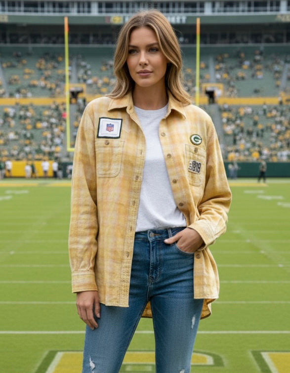 Reworked Packers Game Day Flannel Shirt